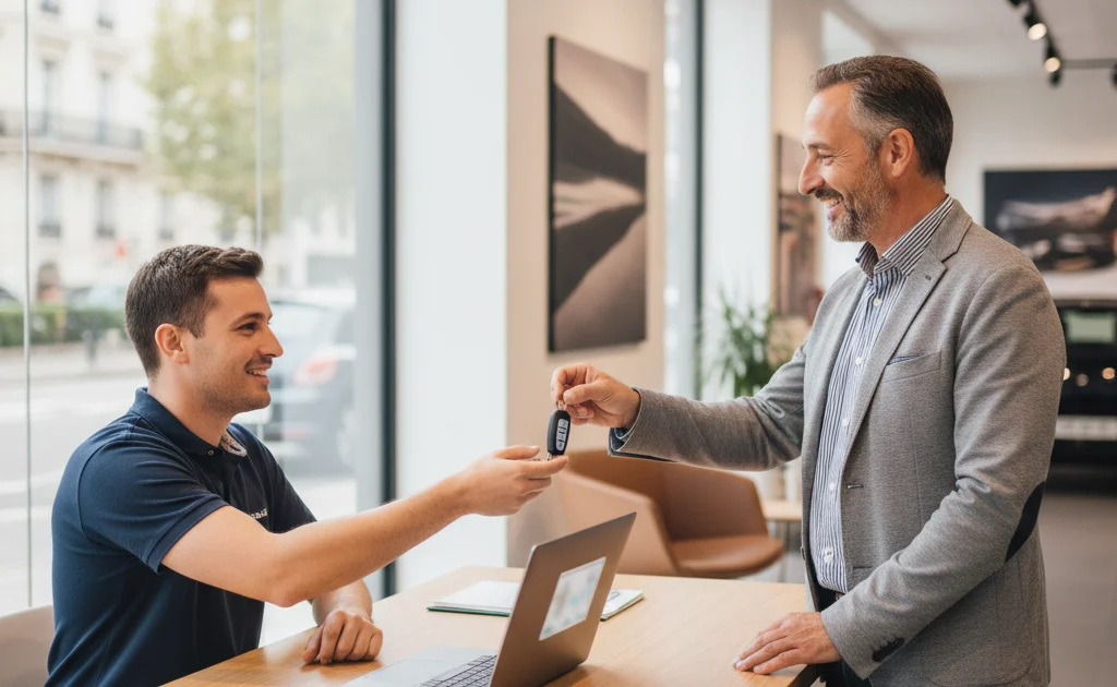 Habilitation carte grise 2026 - automobiliste confiant ses démarches à un professionnel habilité