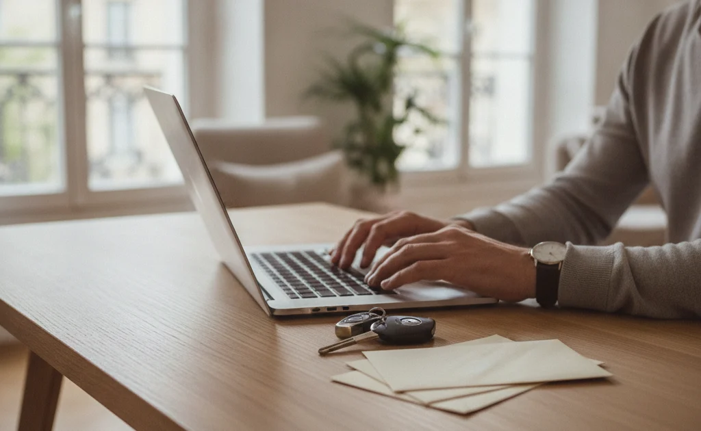 Changement d'adresse carte grise leasing – automobiliste effectuant sa démarche en ligne depuis son domicile